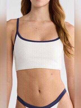PACSUN THEA GARDENIA W/ NAVY SMOCKED SWIM TOP LARGE